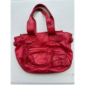 Tosca Blu Buttery Soft Red Lamb Skin Leather Satchel Frame Zipper Closure Bag